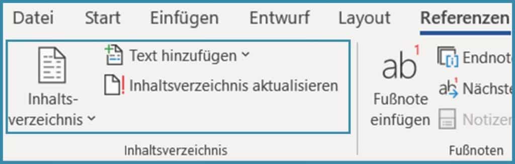 Screenshot zum Einfügen eines automatischen Inhaltsverzeichnisses in Word