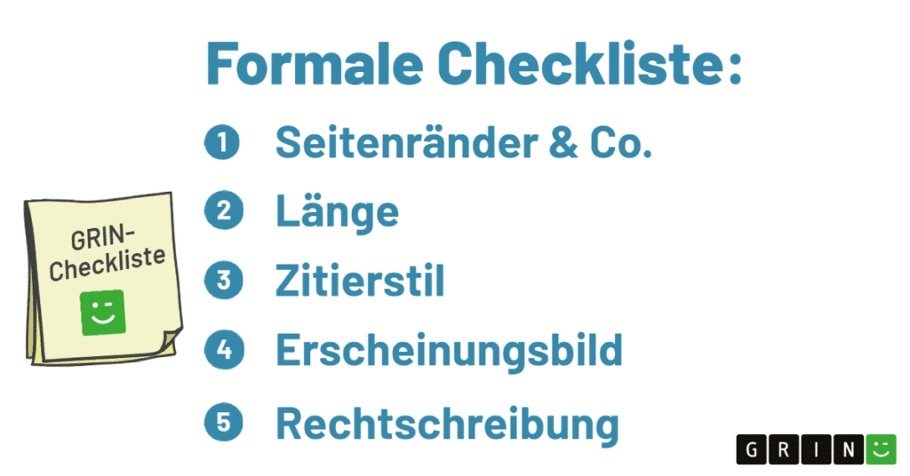 Formale Checkliste zur Abgabe von Hausarbeiten