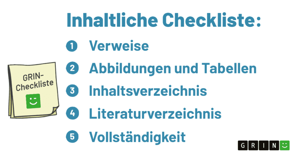 Inhaltliche Checkliste zur Abgabe von Hausarbeiten