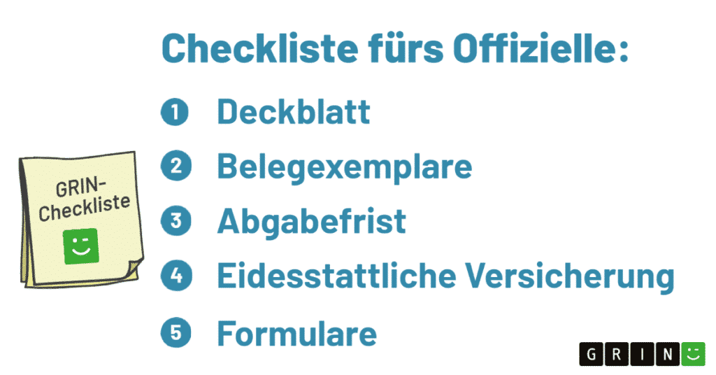 Checkliste zur Abgabe von Hausarbeiten