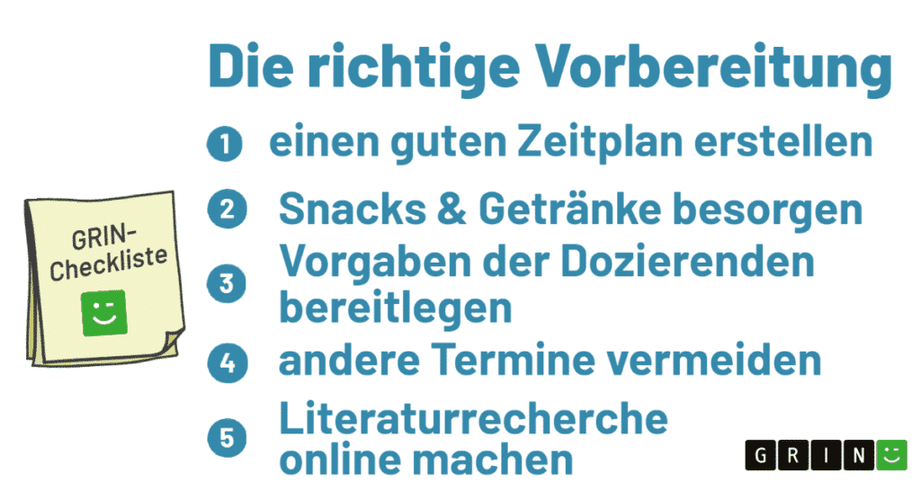 checkliste die richtige vorbereitung beim schreiben einer hausarbeit unter zeitdruck grin |