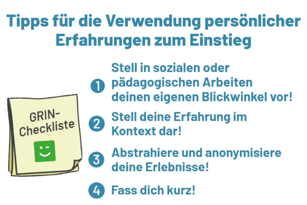 Checkliste: Einleitung Hausarbeit mit persönlicher Erfahrung